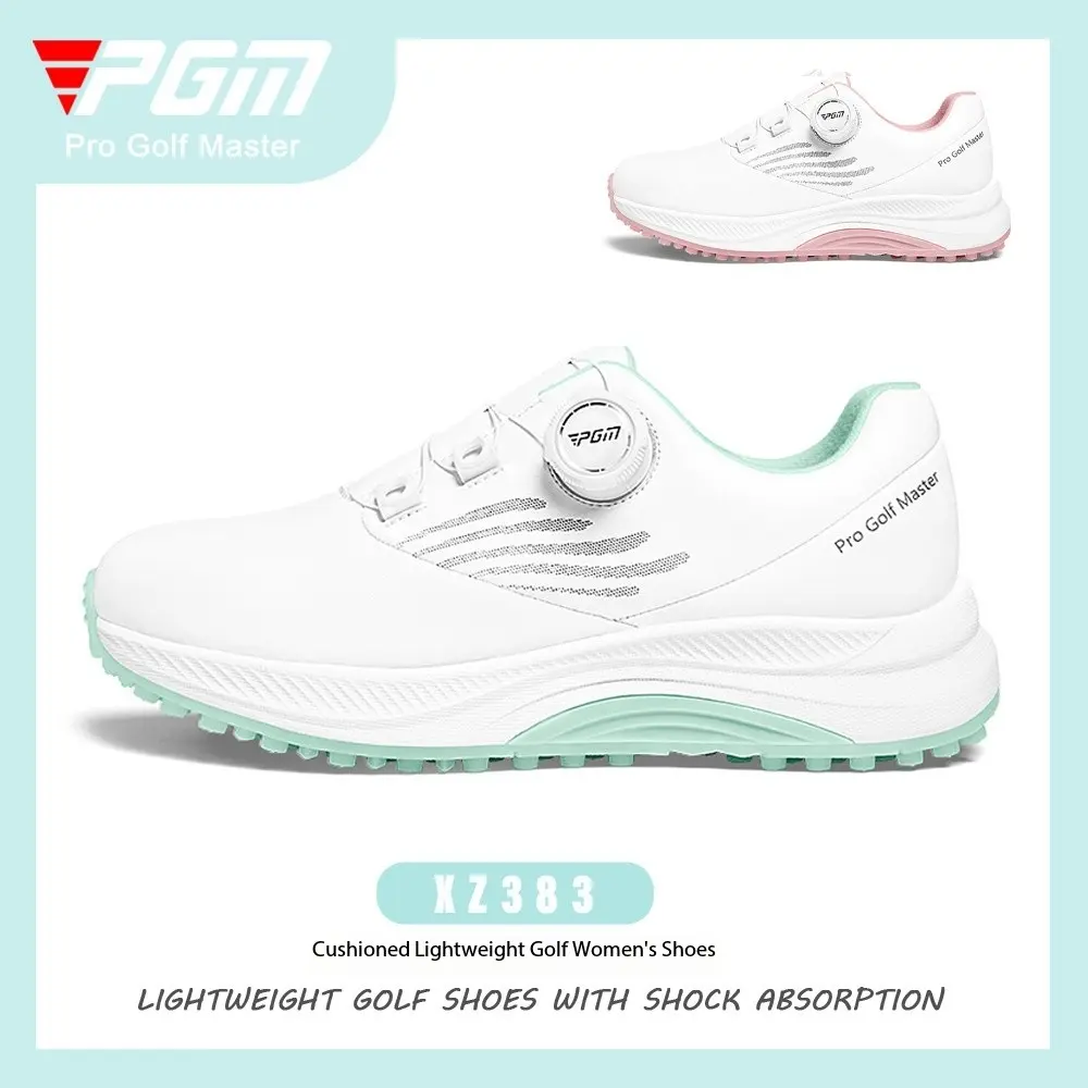 [PGM] Golf Shoe Summer Women's Shoes Waterproof Knob Women's Sports Shoes Non-Slip Shock-Absorbing Lightweight Nail-Free Shoes Xz383