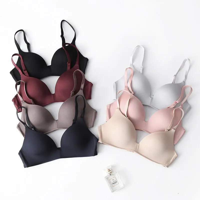 Girls Bra, size 70-85C Cup underwear summer thin style, women one-piece small chest no steel ring bra, sexy, gathered anti-sagging, the new non-mark bra