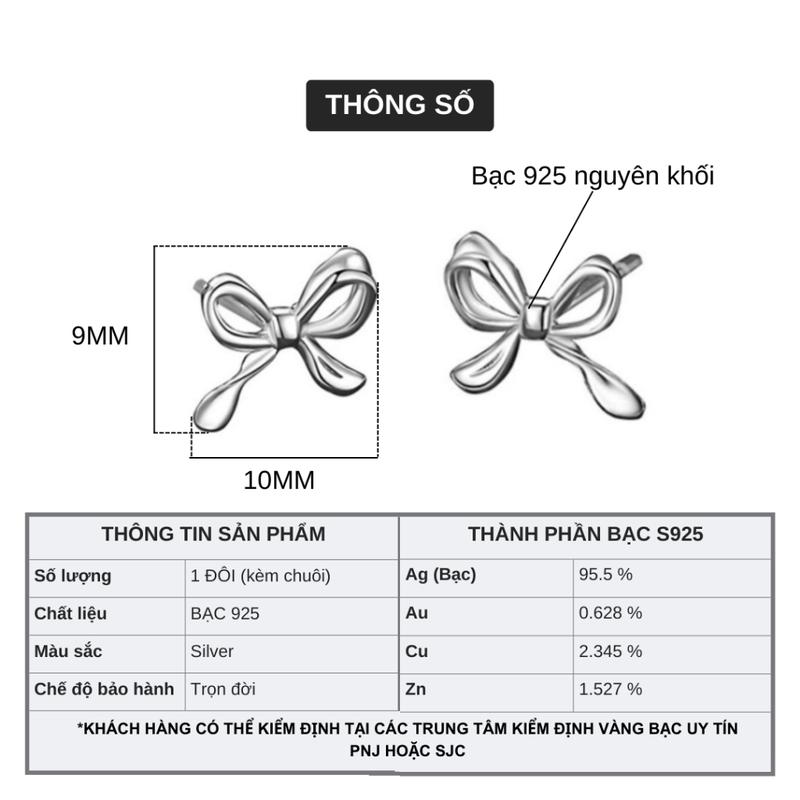 [BH TRỌN ĐỜI] Bông Tai BẠC 925 HANADA Nơ Trơn Xoắn Sóng  Đơn Giản 1802 A8 6