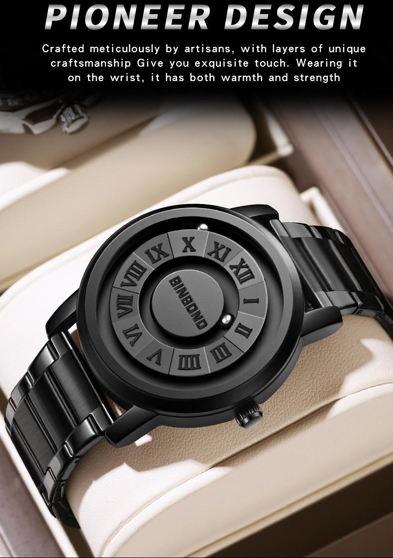 Product Introduction of Men Watch Black Technology Watch New Concept Personalized Magnetic Suspension Steel Waterproof Male Fashion Quartz Watches Gift 23