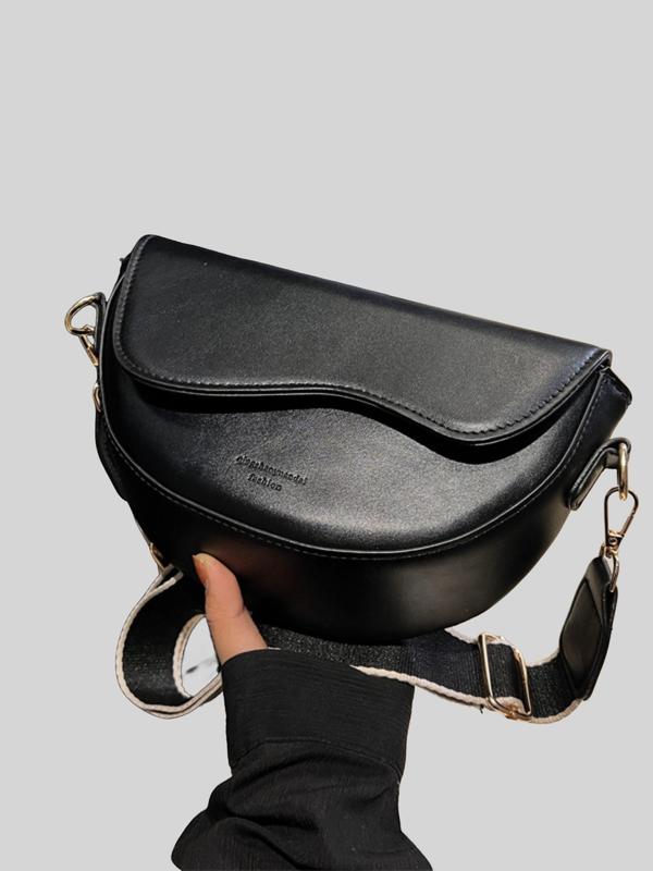 Women's Fashion Solid Color Saddle Bag, Elegant PU Leather Crossbody Bag for Daily Use, Crossbody Bag Women, Casual Trendy Versatile Commuting Bag for Women & Girls, Handbag Sling Bag, Shoulder Bag, Everyday Bags 1
