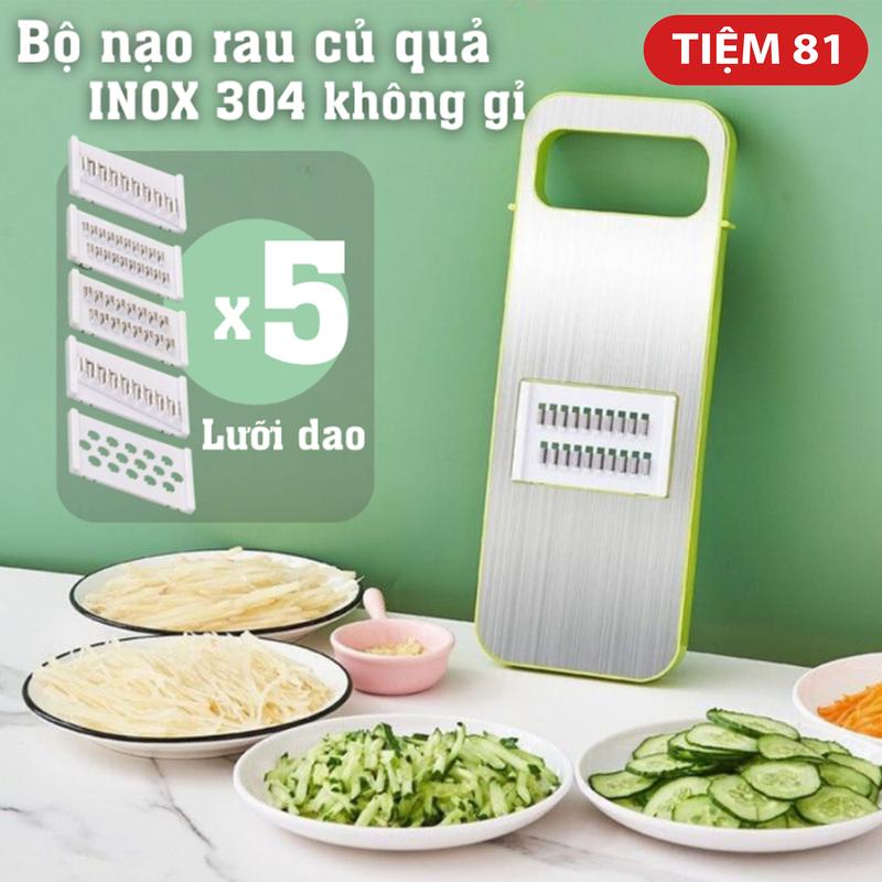 Bộ nạo rau củ quả 5 LƯỠI DAO , INOX không gỉ, đồ bào rau củ đa năng cao cấp đa năng tiện dụng nhà bếp