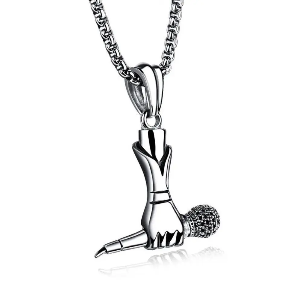 New Titanium Steel Microphone Necklace Waterproof Pendant Necklace Hip Hop Necklace Men Women