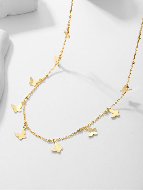 S925 Sterling Silver Butterfly Detail Necklace for Women, Fashion Jewelry for Party, Daily Clothing Decor, Trendy All-match & Exquisite Jewelry for Birthday Gift 4