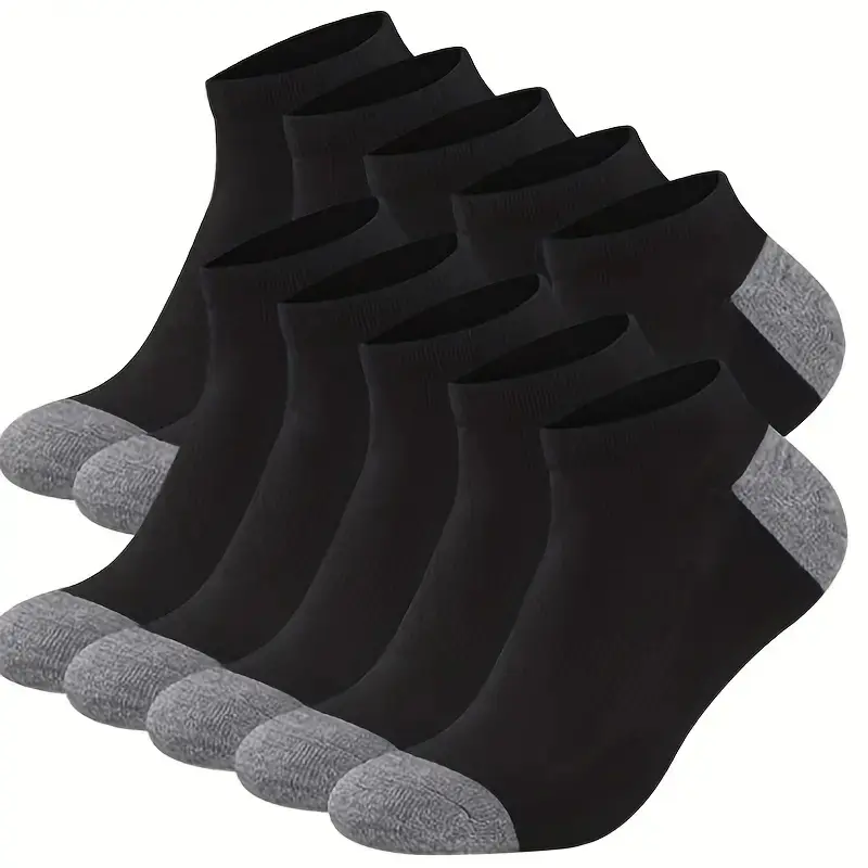 10pairs Men's Fashion Color Block Socks Breathable Comfy Low Cut Ankle Socks Men's Socks for Spring Summer