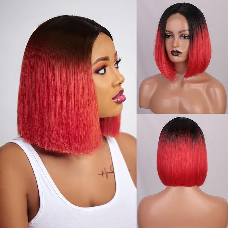 Product Introduction of Xuchang Wig European and American Medium Short Straight Hair Bobhaircut Wig Female Hair Wigs Front Lace Wig Head Cover on Sale 4