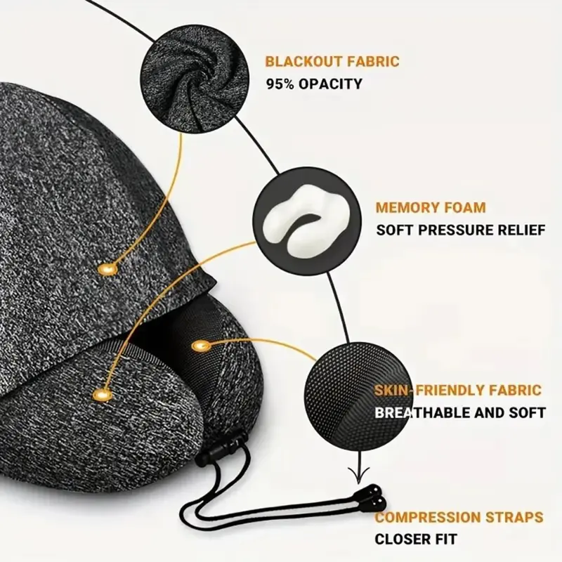 Neck pillow Bantal Leher Dewasa Bantal Leher Mobil Foldable U-Hooded Kupluk Bantal Leher Dewasa 2in1 7