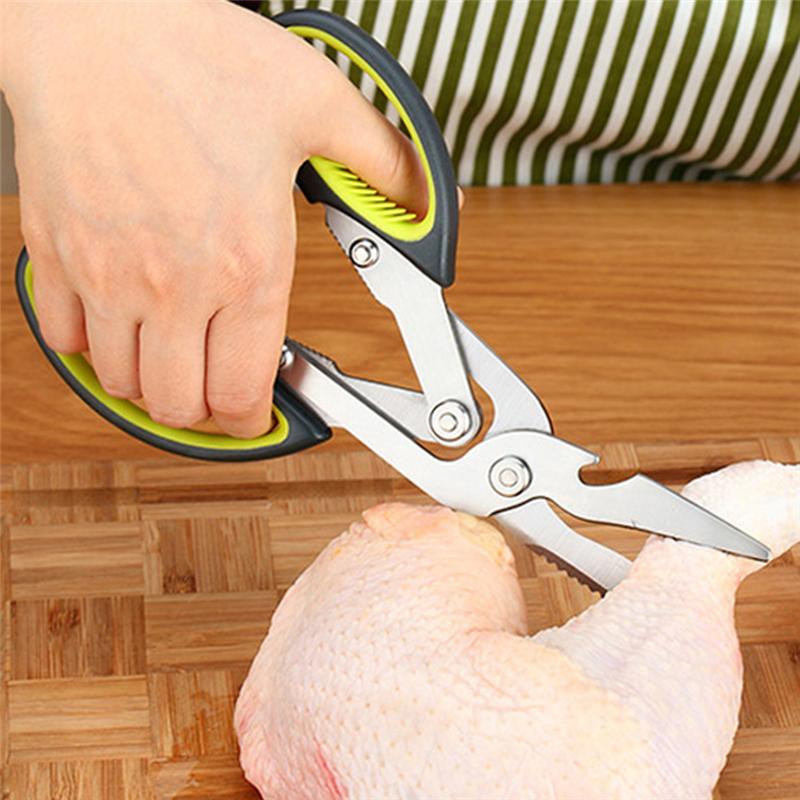 Kitchen Scissors 6 in 1 2Cr13 Heavy Duty Curved Multifunctional Chicken Bone Scissors for Vegetable Fishing Cooking 1