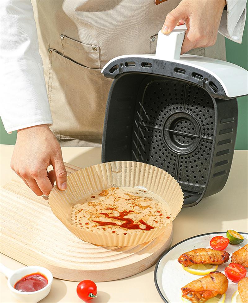 Product Introduction of Air Fryer Disposable Paper Liner Non-Stick Oil-proof Parchment Mat for Cooking Microwave Oven Sheets Special Baking BBQ Roasting 12