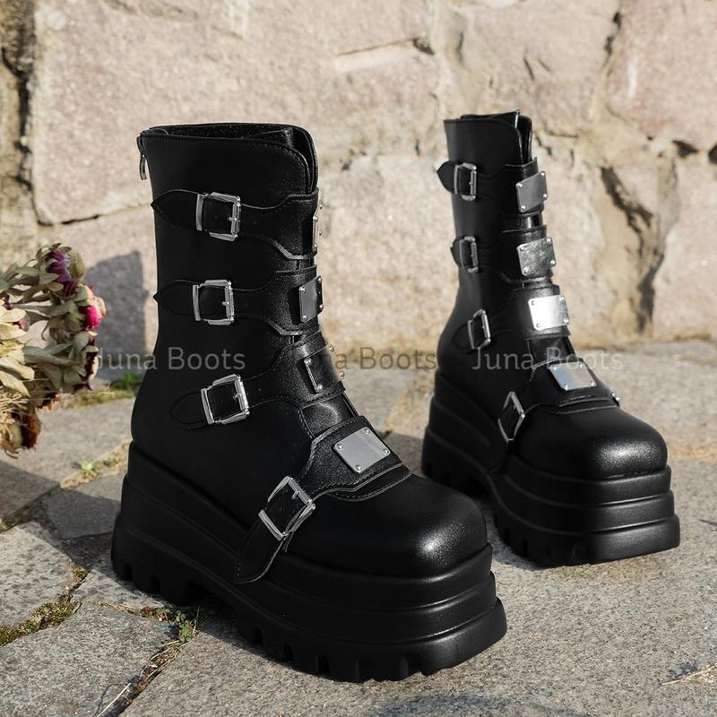 Giày Bốt Nữ Cổ Ngắn Đế Bánh Mì Phong Cách Gothic Y2k Cá Tính - Boots Đế Cao Martin Chiến Binh