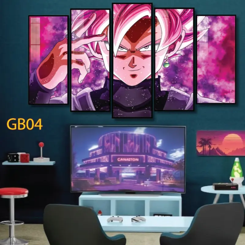 Bộ Tranh 5 Tấm Dán Tường Dragon Ball Cán Fomex 5mm Cao Cấp Chống Móp Méo, Trầy Xước Tặng Kèm Keo Dán Sẵn Treo Tường Phòng Khách 3