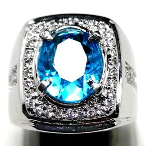 AKSESORIS CINCIN PRIA BLUE TOPAZ TOP QUALITY ASLI SIAP PAKAI