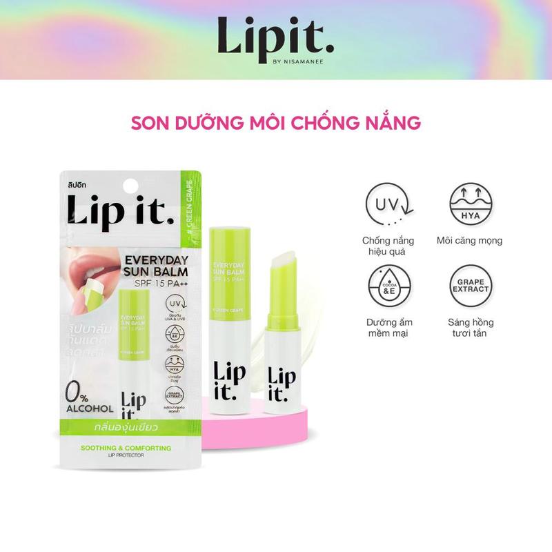  Son Dưỡng Môi Chống Nắng Dưỡng Ẩm Hỗ Trợ Mờ Thâm Lip It Everyday Sun Balm SPF15 PA++ 3g 