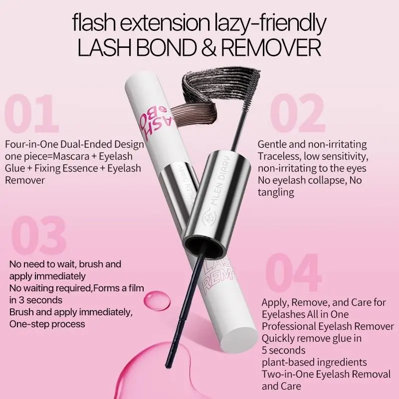 Mlen Diary Lash Bond and Penghapus - Lem Maskara & Penghapus Bulu Mata Palsu Remover Mlen Diary- Lash Bond and penghapus lem maskara & penghapus bulu mata palsu-tahan air dan juga tahan hingga 48 jam, penghapus bulu mata dengan cepat tanpa residu maskara 2