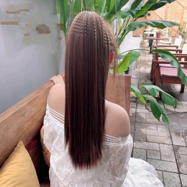 Tóc giả ngoặm thẳng dài 60cm bấm phồng chân tóc loại đẹp nagi tóc kẹp