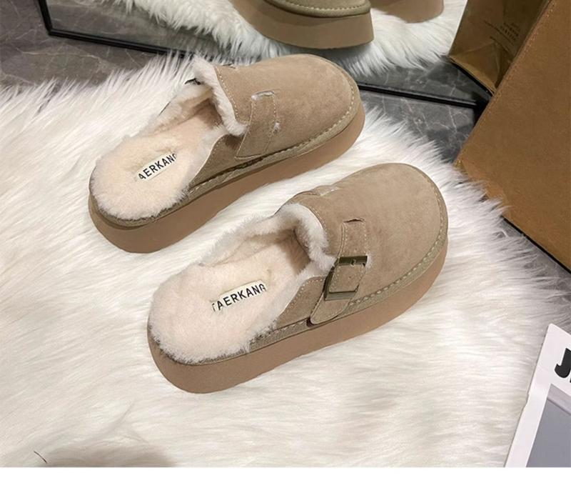 Product Introduction of Dép Lê Bên Ngoài Nữ, Furry, Tăng Chiều Cao, Boken Mới, Bít Mũi, Lót Lông Cừu Lười, Ấm Áp, Đế Lười, 20242024 14