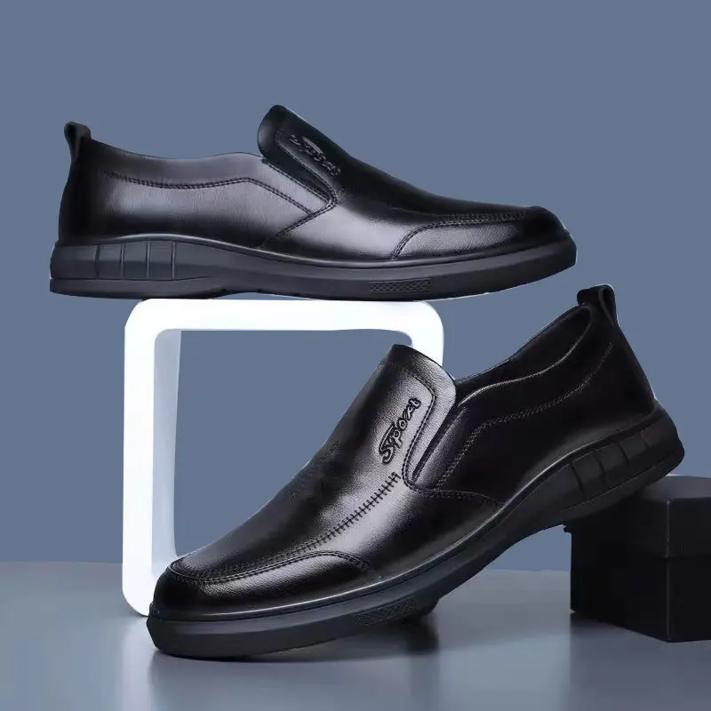 Pu man shoes 2023 new leather shoes men's PU leather black casual Breathable walking men's shoes
