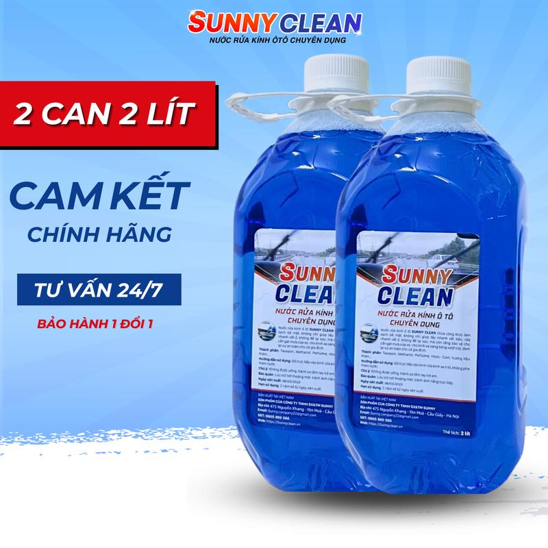  Combo 2 Chai Nước Rửa Kính Ô Tô SunnyClean Chính Hãng Chuyên Dụng,Không Cần Pha Loãng,Hạn Sử Dụng 2 Năm 