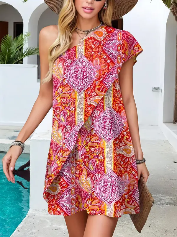 Women's Paisley Print Dress, Boho Sleeveless Dress for Beach Holiday Vacation, Ladies Summer Clothes 0