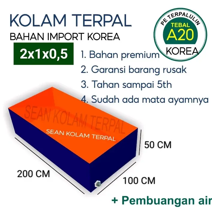 Terpal Kolam A20 200x100x50 / 2x1x0,5