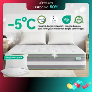 【COD+GRATIS Bantal】 Kasur Lantai Novilla IceMint 25&30cm - Spring Bed + Busa High Density, Anti Lembab, Empuk & Nyaman - 90x200, 25cm