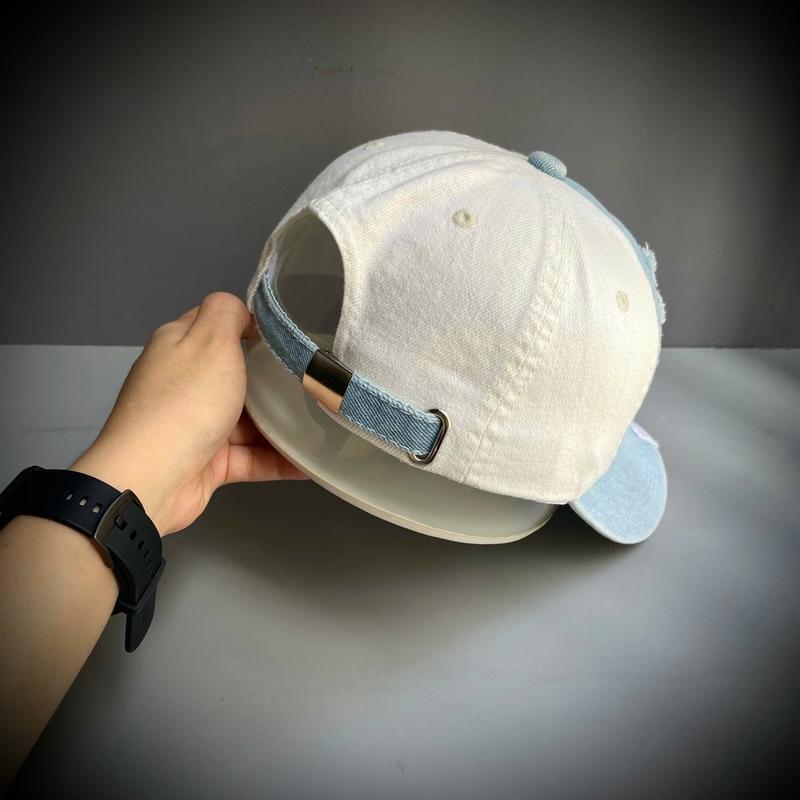 Nón kết jean rách phối 2 màu xanh trắng thời trang MS331 2