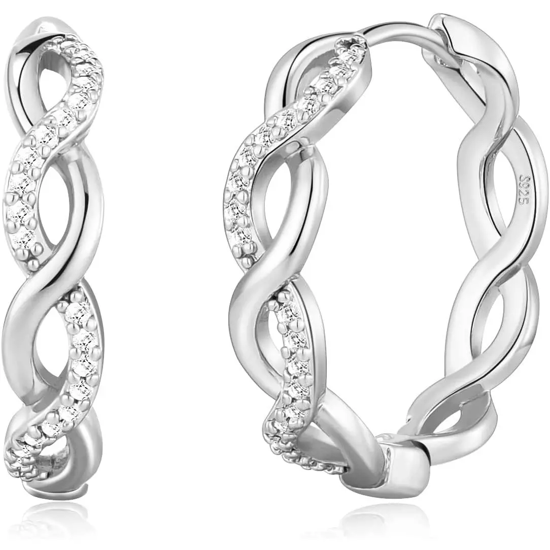 Silver  Earrings for Women - Lightweight Twisted s With  ,  Small Silver Earrings