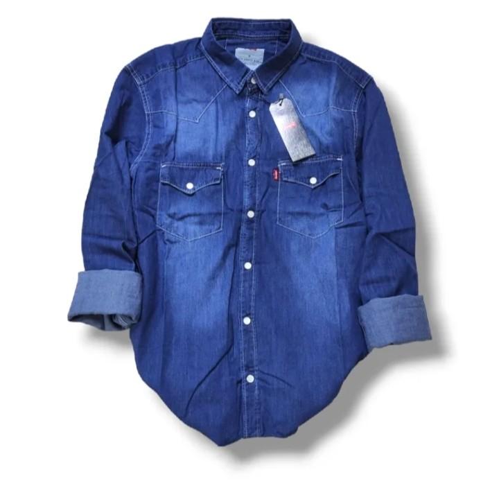 Product Introduction of Kemeja Denim Pria Lengan Panjang/Kemeja Jeans Model Distro High' Quality Kemeja Denim Pria Size M, L, XL Panjang 4