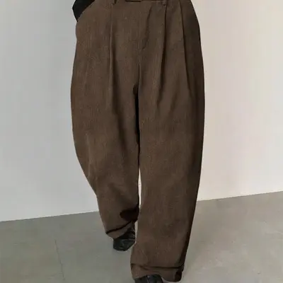 OYOANGLE Men's Pleated Front Dress Pants - Straight Leg Work Slacks With Zipper Fly & Pockets