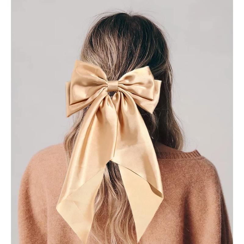 SATIN BOW HAIR CLIP CHAMPAGNE SATIN BOW HAIR CLIP CHAMPAGNE