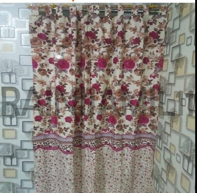 Gorden hordeng shaby poni model tali gantung Katun penutup jendela estetik Merah Ungu 1