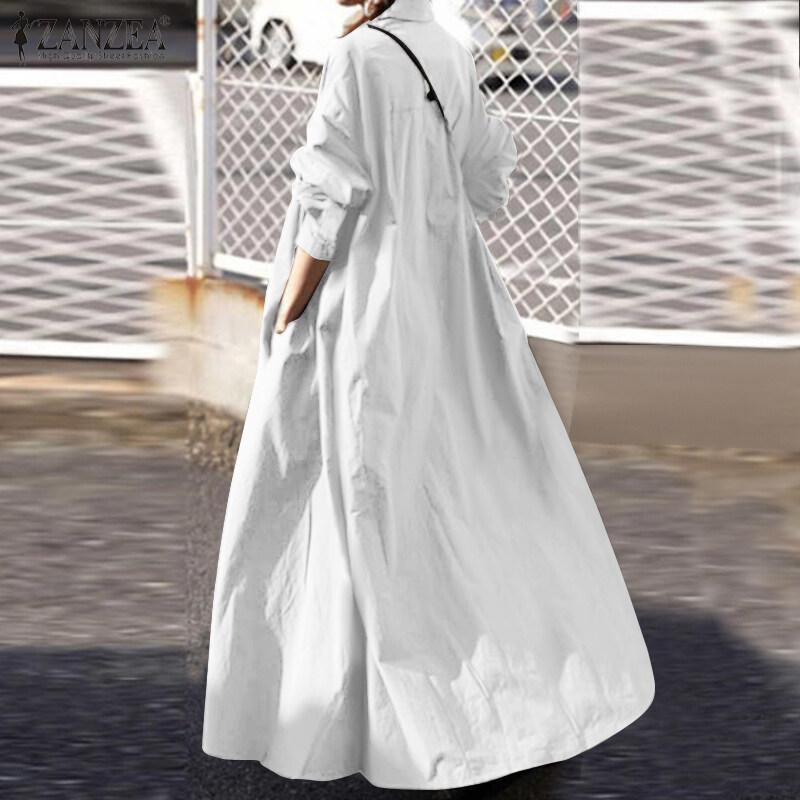 Product Introduction of ZANZEA Women Oversized Long Sleeve Collared Casual Loose Solid Kaftan Caftan Maxi Dress（Local logistics） 11