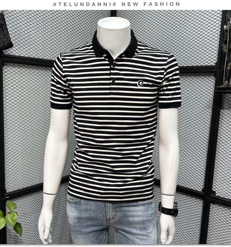 Product Introduction of Áo Polo Có Ve Áo Sọc, Hàng Mới Về Mùa Hè 2024, Phong Cách Hàn Quốc, Dễ Phối Đồ Dáng Ôm, Áo Polo Nam ngắn Tay Thêu, Thời Trang 4