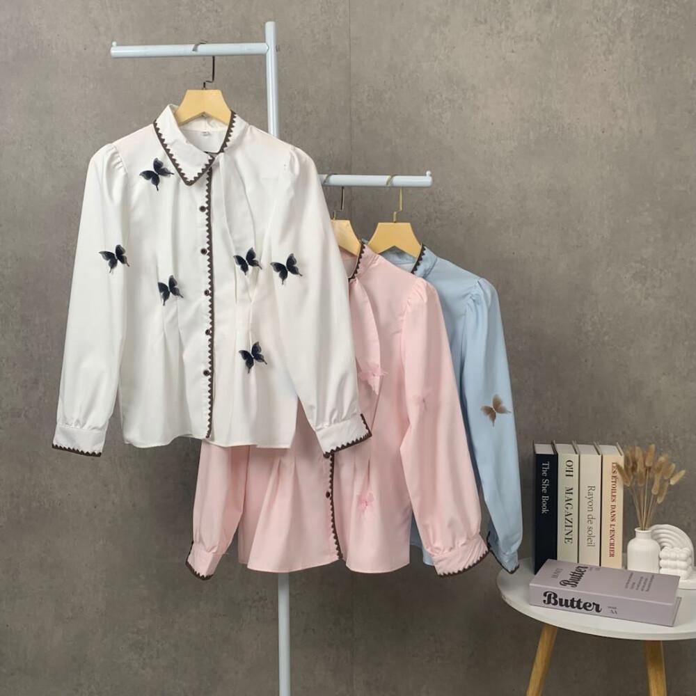 FADFAD Atasan kemeja Bermotif Lengan Panjang Gaya Kasual