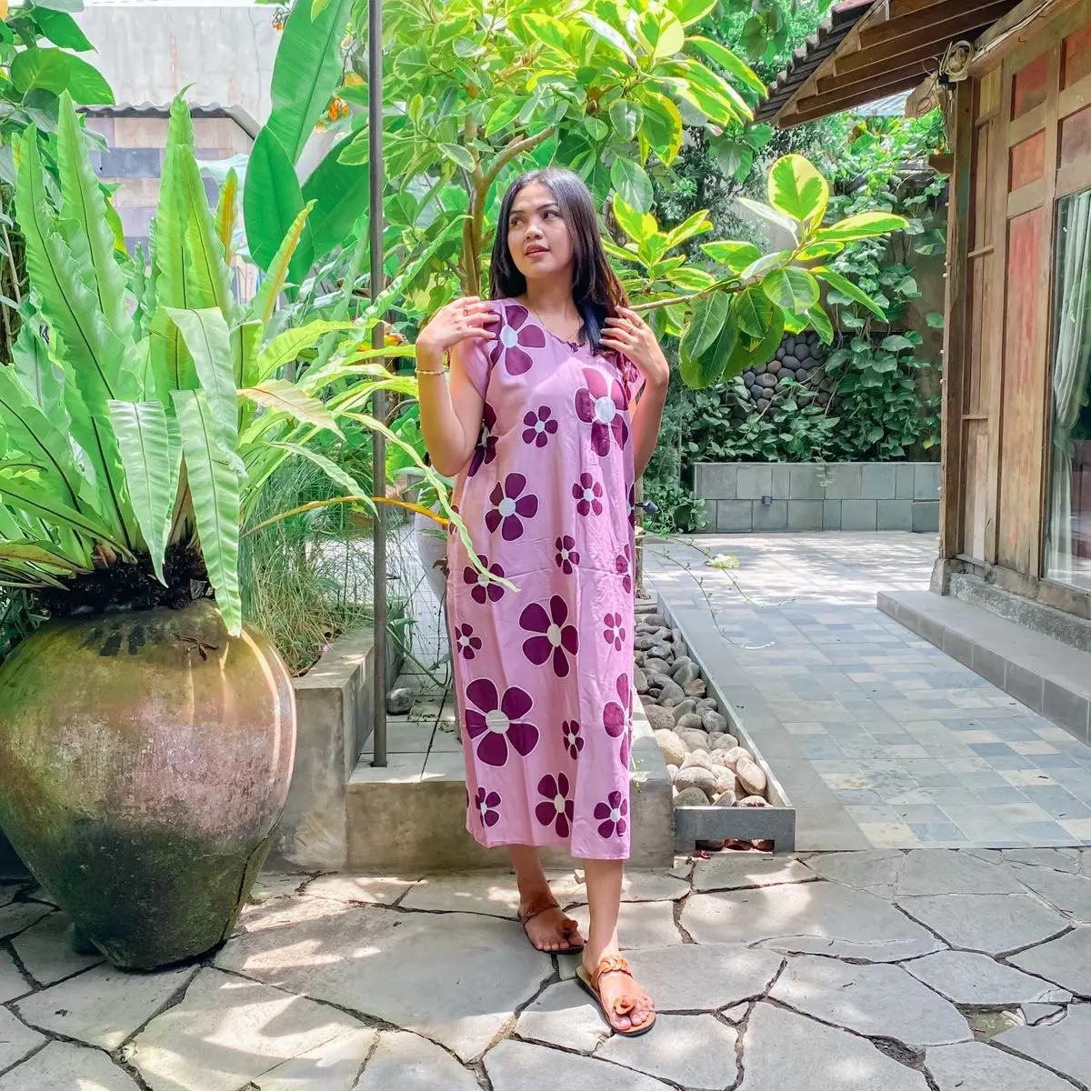 Daster midi jumbo fila pink