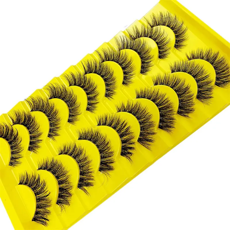 Fluffy Wispy Cat Eye Style Fake Lashes, 10 Pairs Natural Curling Eye Makeup Strip Lashes, Full Volume Eyelash for Lashes Extensions, Cosmetic Gift 3