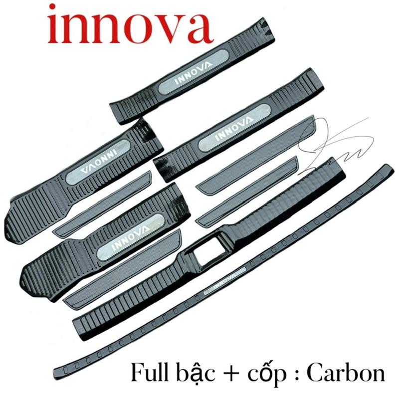 Ốp bậc cửa Nẹp bước chân Trong Ngoài xe innova cross 2024 + Carbon Chống trầy cốp 2025 2026 2027 Nhãn Dán 