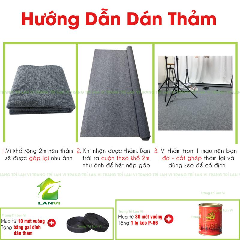 Product Introduction of Thảm nỉ decor phòng, thảm trải phòng THẢM, KEO SỮA STICK UP, GẠT KEO, khổ rộng 2m (combo 10m2) 11