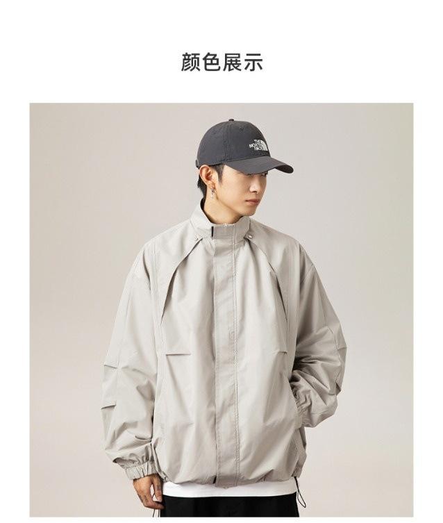 Product Introduction of Japanese Waterproof Pleated Design Men's Jacket - Autumn Casual Loose Fit Unisex Streetwear Workwear Windbreaker Coat (Trendy & Versatile) 4