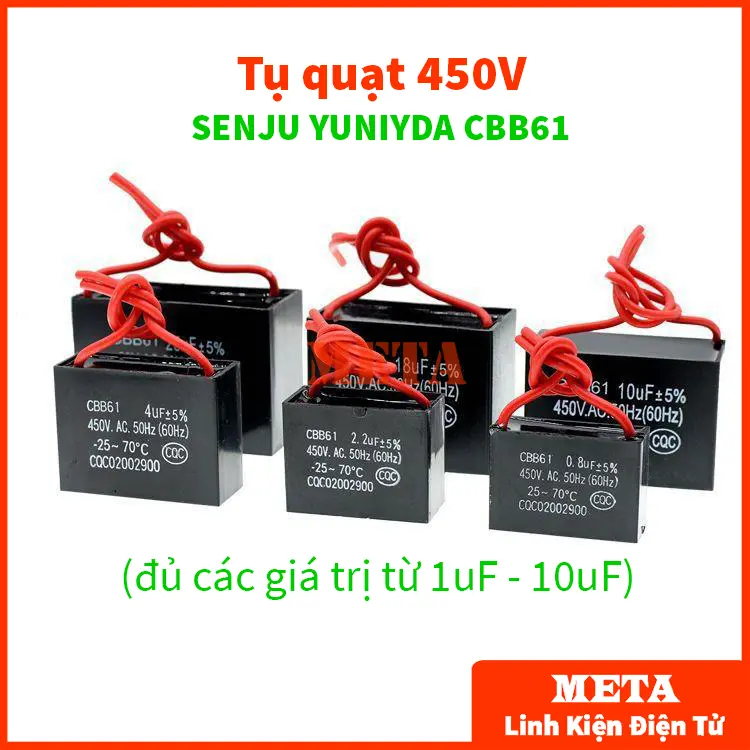 [Loại Tốt] Tụ quạt 450V AC 1uF 1,5uF 2uF 2,5uF 3uF 3,5uF 4uF 4,5uF 5uF 10uF Tụ Khởi động quạt SENJU YUNIYDA CBB61 Loại Tốt