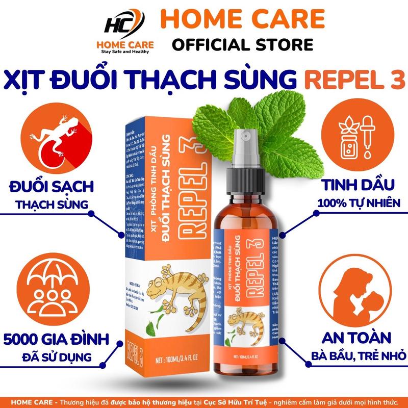 Xịt Phòng Tinh Dầu Đuổi Thạch Sùng REPEL 3, Xịt Đuổi Thằn Lằn REPEL 3 chai 100ml