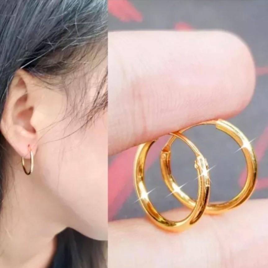 anting gypsi polos bulat dewasa dan anak titanium Pelapisan Logam Aksesoris Emas Gold