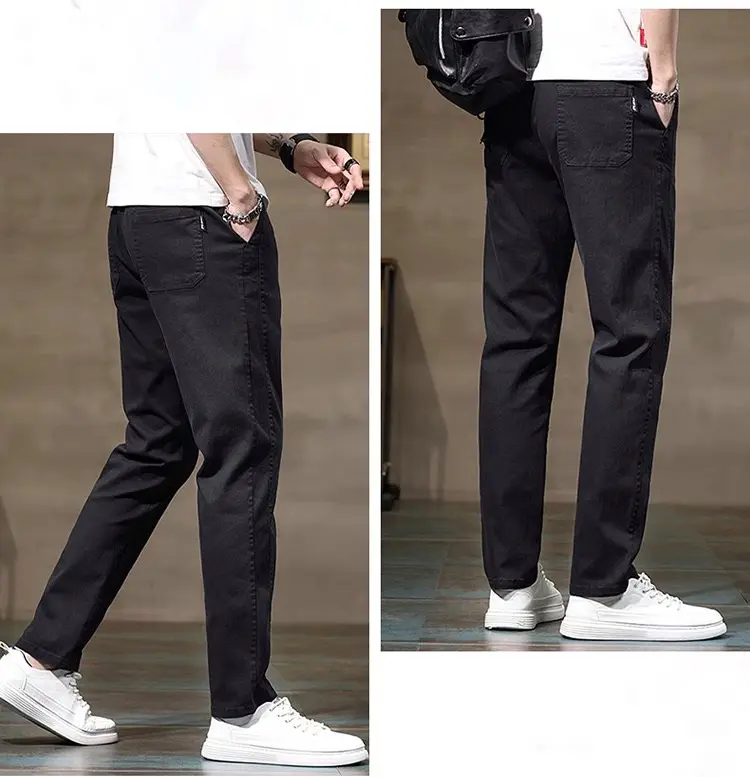 Quần dài nam ống suông TOPMEN chất vải denim dày dặn form dáng slimfit co giãn thoải mái phối đồ đẹp thu đông Hàn Quốc Menswear Ong Pants Đen