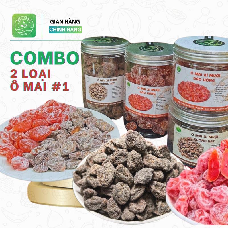 Combo ăn vặt Bestseller Ô mai Xí muội nguyên trái và Ô mai xí muội đào hồng chua ngọt Food Snack Thức Ăn Vặt