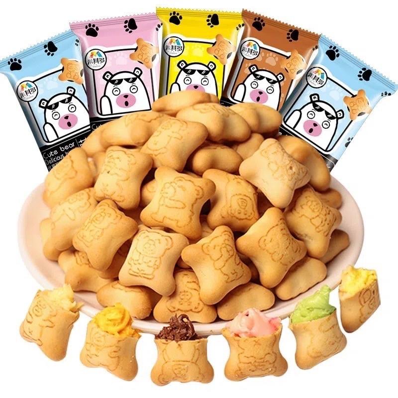 Bánh Gấu Mix 4 Vị Choco Bear Nhân Kem Túi 100g-500g Snack Ăn Vặt Socola