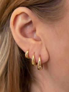 3 Pares de Aretes de Aro en Forma de C, Joyería de Cobre Elegante y Sencilla para Uso Diario de Mujeres y Hombres, Accesorios Casuales y Chic que Combinan con Todo