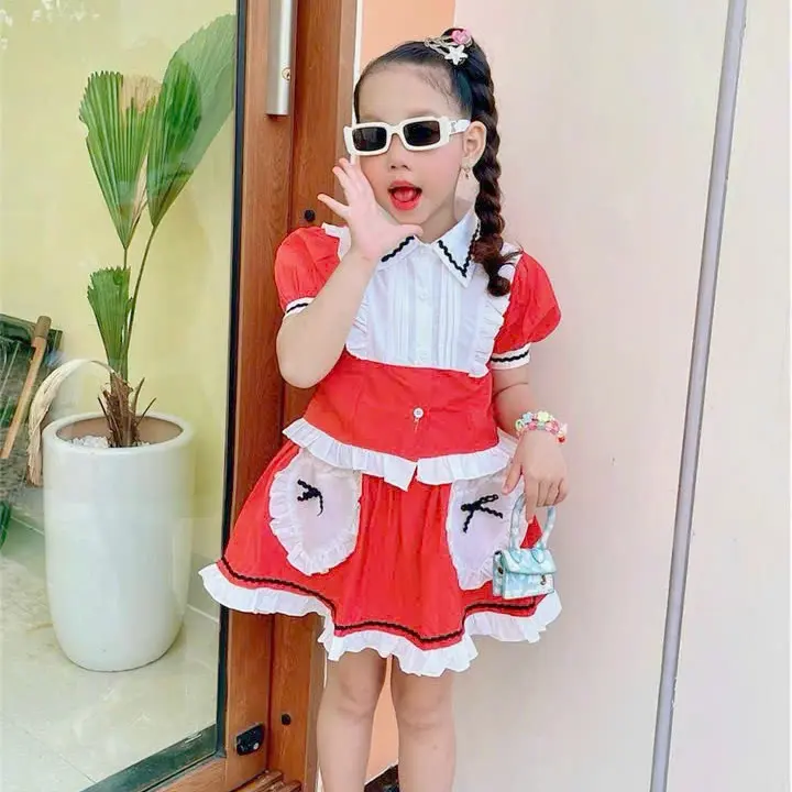 Thời trang Cendy Bộ váy tiểu thư chất Kate Hàn Quốc cho bé gái (10-42kg)