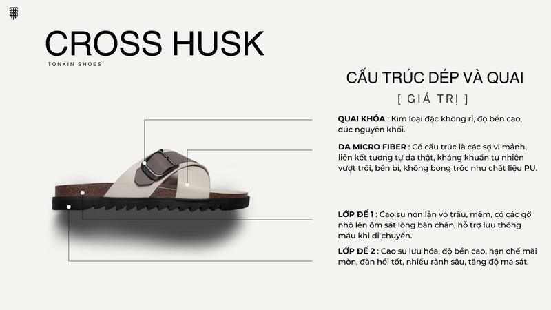 Product Introduction of Dép da nam quai chéo cao cấp màu beige đế gai chống nước, chống trơn trượt CROSS HUSK Cao Su Đế Bằng Cao Su Đế Bằng 7