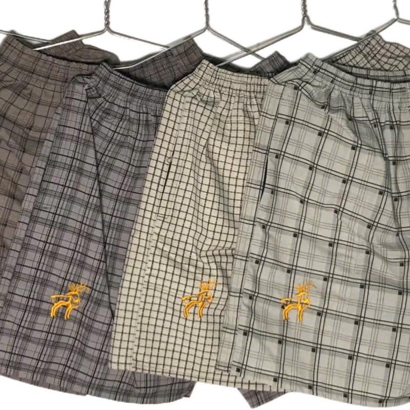 Combo 3 Quần Đùi Nam Kate Dày Dặn, Hoạ Tiết Con Nai [Màu Sáng, Tối, Sọc Ngẫu Nhiên]