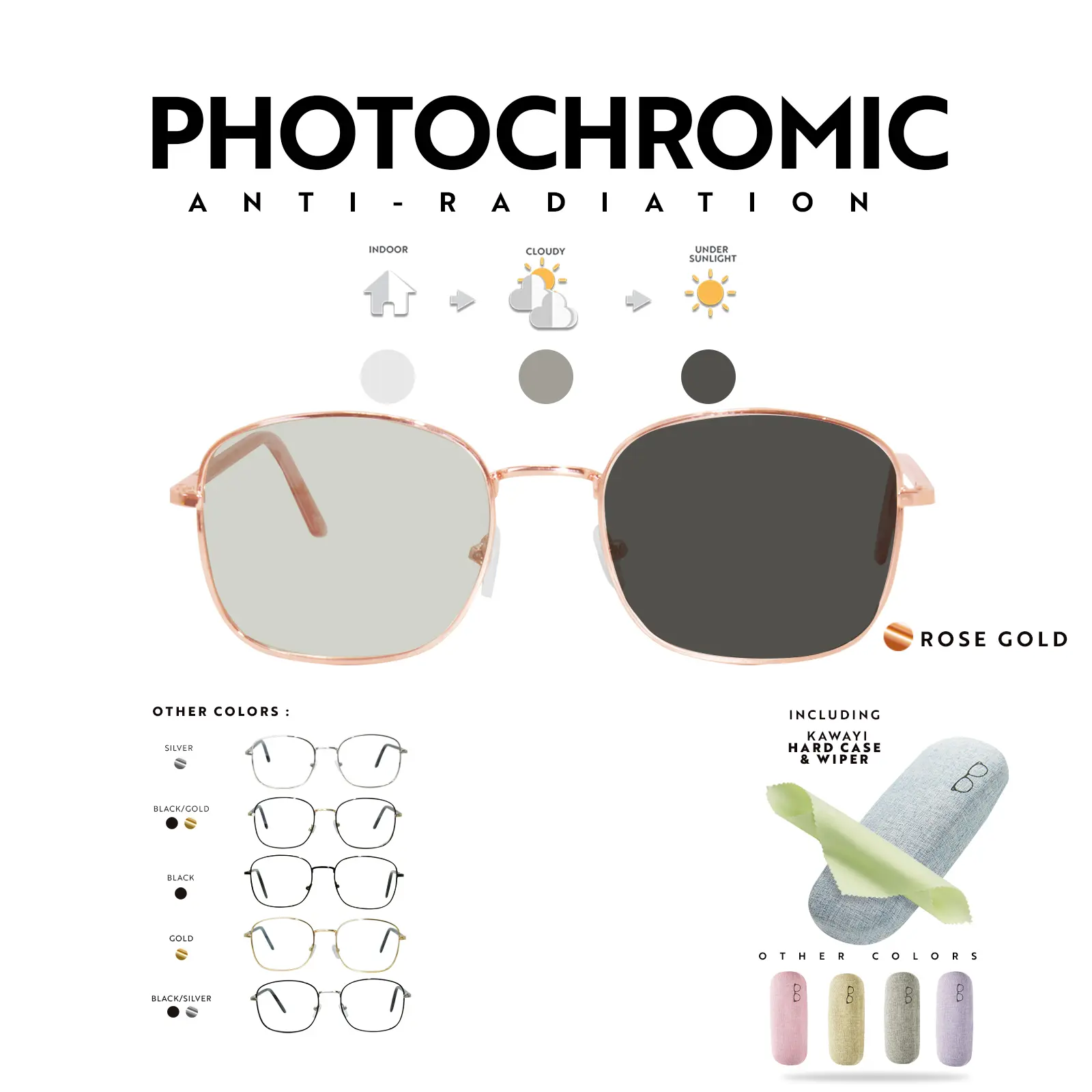 Photochromic Glasses Eyeglasses Discolored Photosensitive Eyewear ...